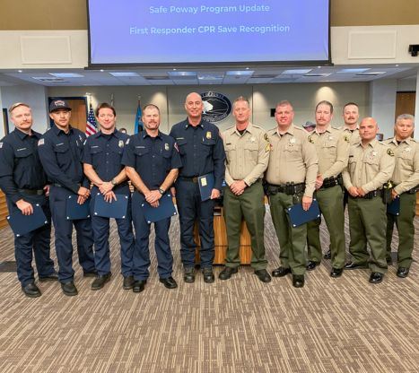Firefighters and deputies recognized for lifesaving actions at the Nov 7 council meeting