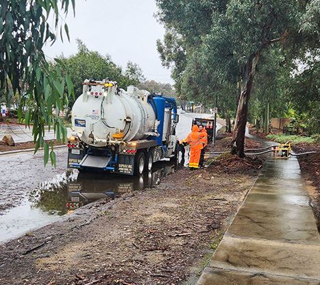 Public Works crews respond to flooding on Twin Peaks Road
