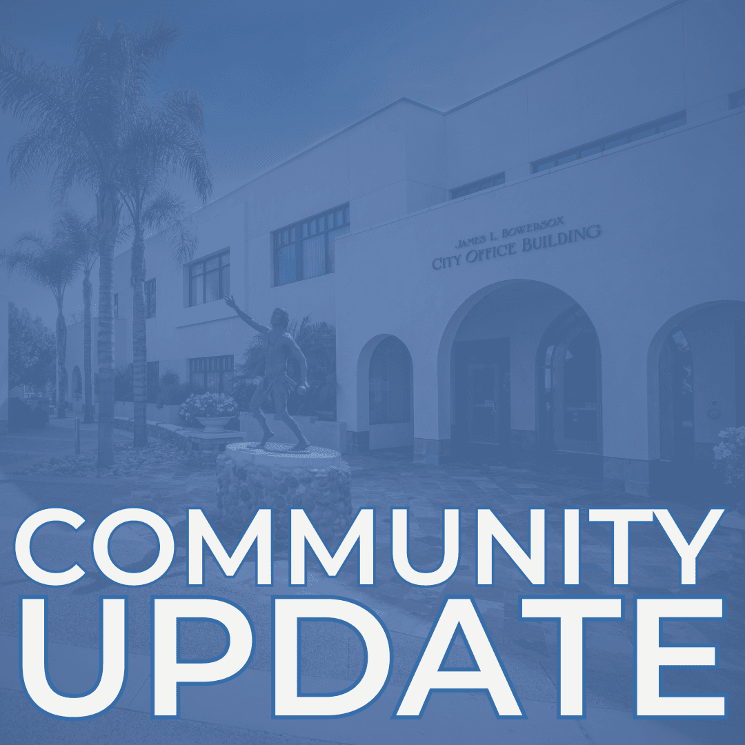 city hall background with text Community Update