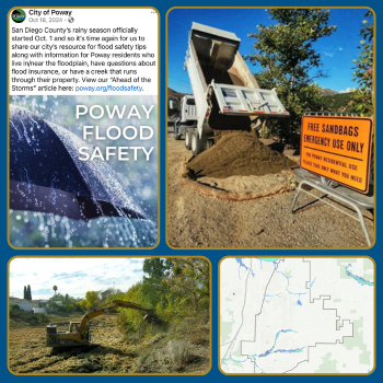 flood map, sandbag station, storm preparedness post, storm channel clearing