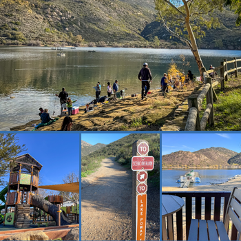 Lake Poway fishing, hiking, playground and dining