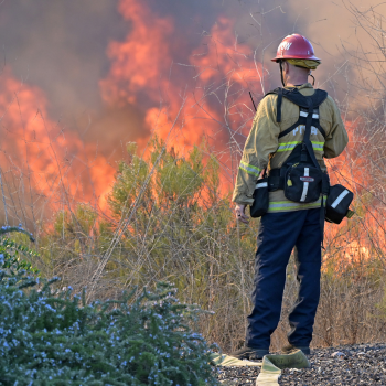 Poway firefighter on scene at a wildfire