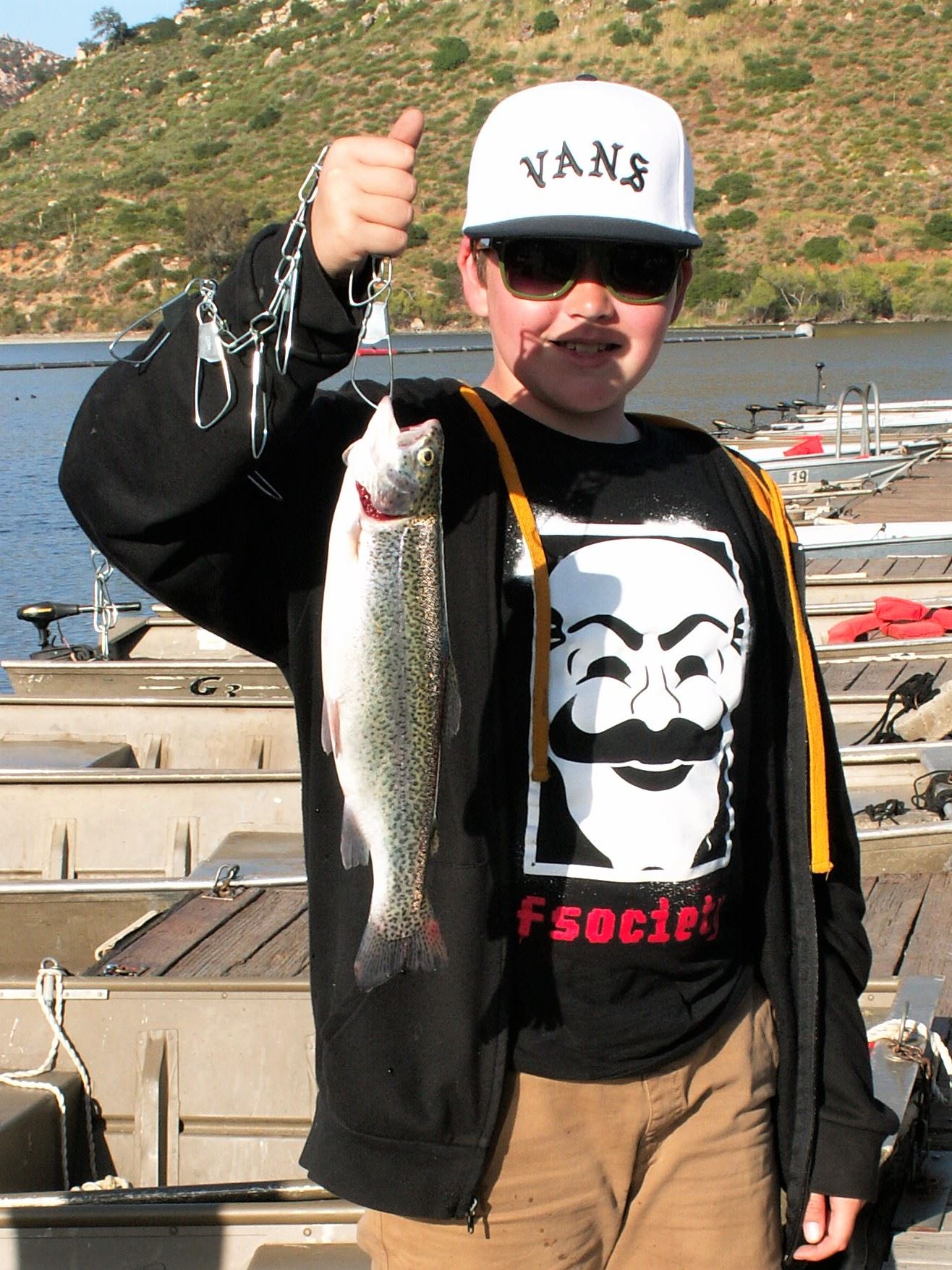 Dylan Hancock of San Diego First time fishing, 15 Apr, 12 yrs old garlic worm mr.robot fan
