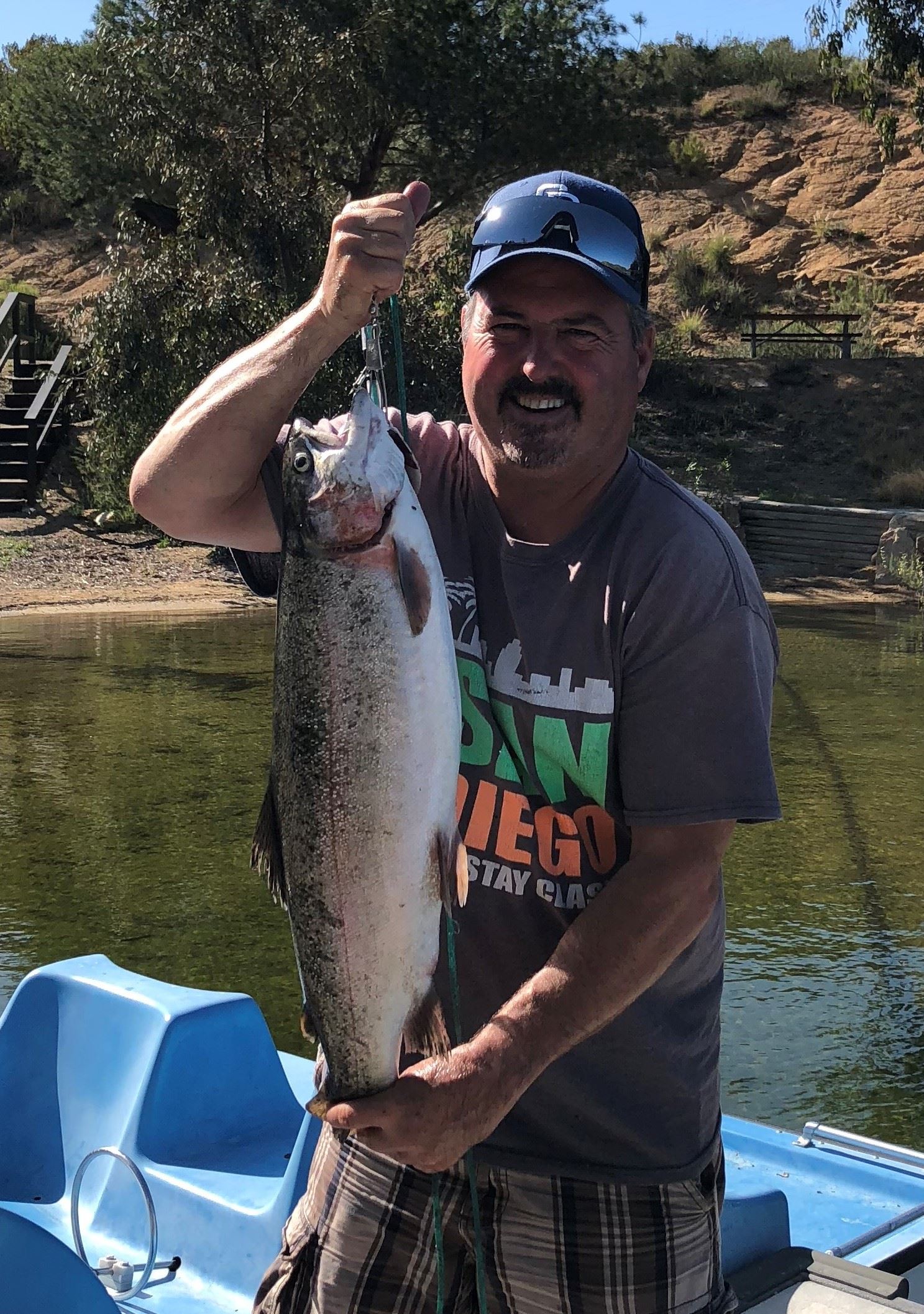 Wayne Martin 9.1 lb trout, Half Moon Bay, Chartreuse power bait, 8 Apr 2018, Oceanside 2