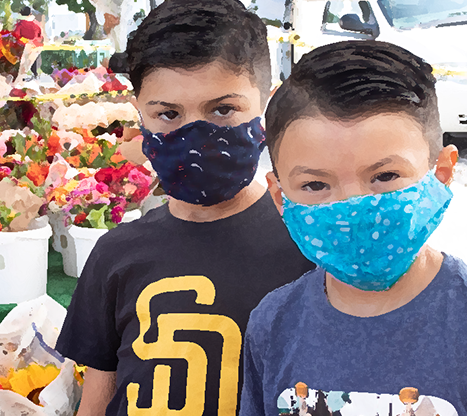 boys in face coverings