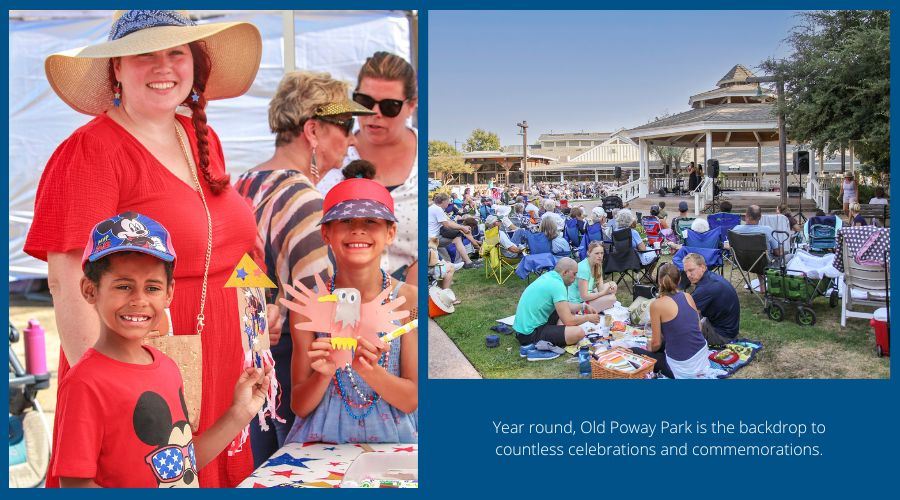 Park events include Old Fashioned Fourth and summer concerts