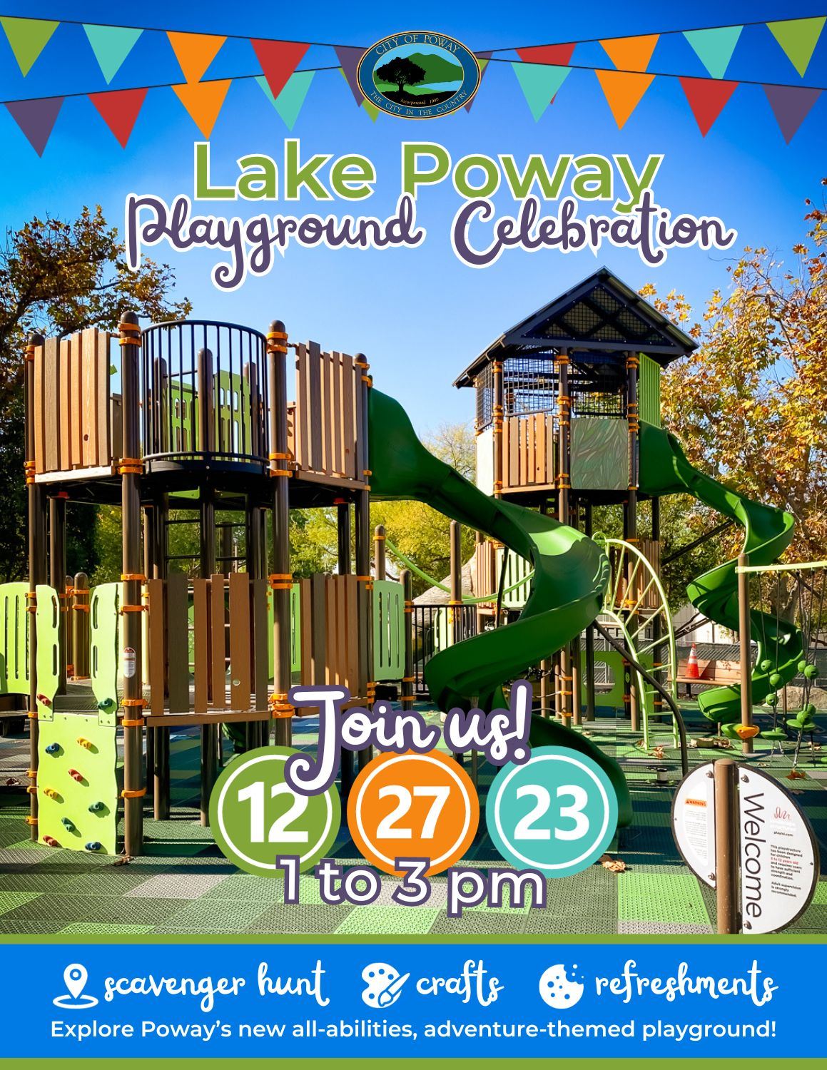 Lake Poway playground celebration December 21 from 1 to 3 pm