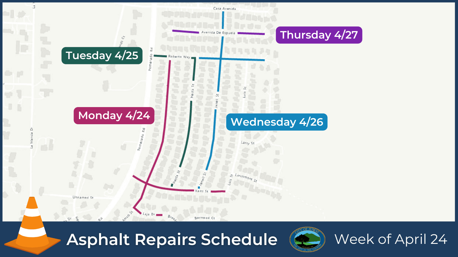 Asphalt Repairs Schedule Week of April 24