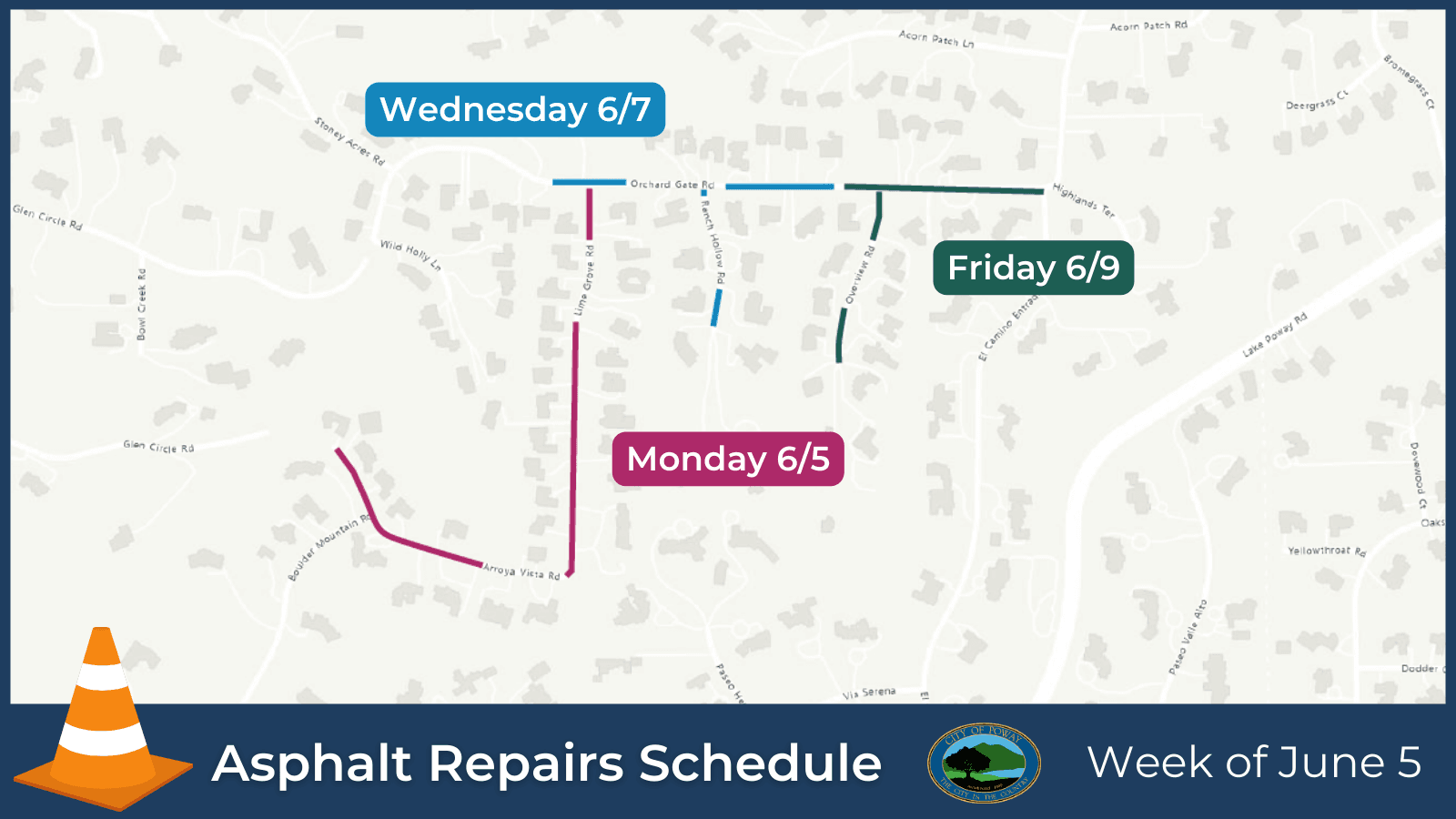 Asphalt Repairs Map for Week of June 5