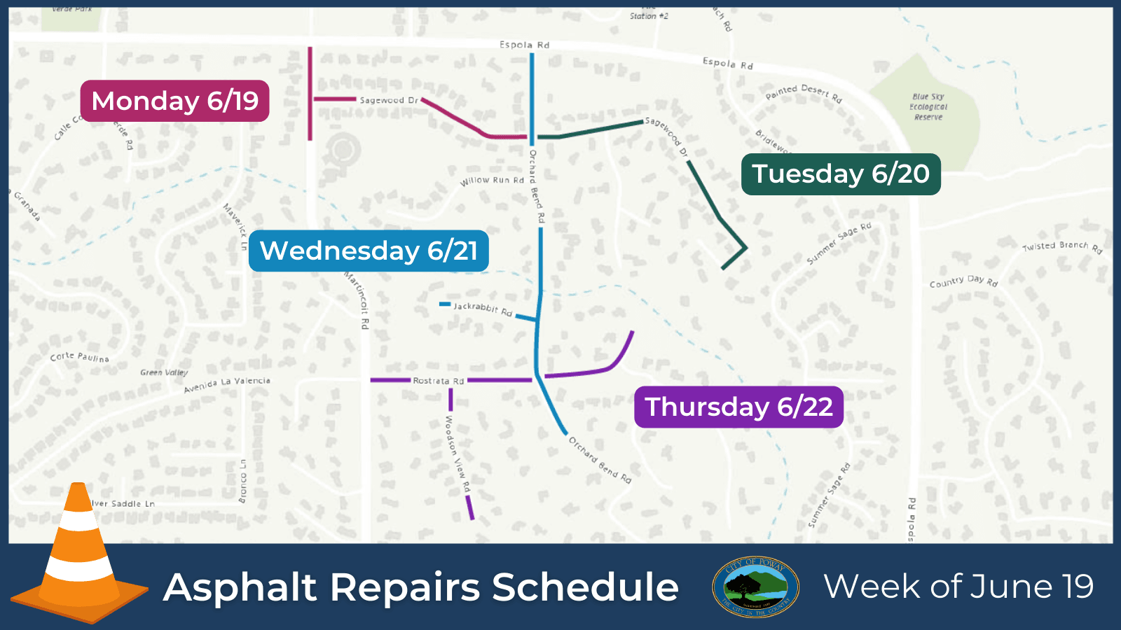 Asphalt Repairs Map June 19